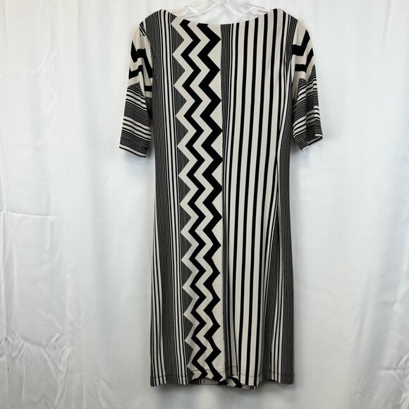 Muse Womens A Line Dress Multicolor Knee Length Chevron Scoop Neck 3/4 Sleeve 8 - Picture 6 of 10